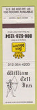 Matchbook Cover - William Tell Inn Best Western Route 66