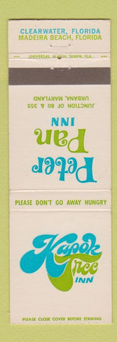 Matchbook Cover - Peter Pan Inn Kapok Tree Inn Urbana MD Madeira Beach FL