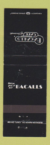 Matchbook Cover - Bacall's Cafe Cincinnati OH WEAR
