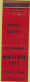 Matchbook Cover - Main Street Cafe Osage IA