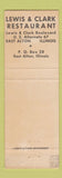 Matchbook Cover - Lewis & Clark Restaurant  East Alton IL
