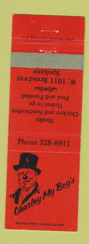 Matchbook Cover - Charley My Boy's Restaurant Spokane WA WEAR