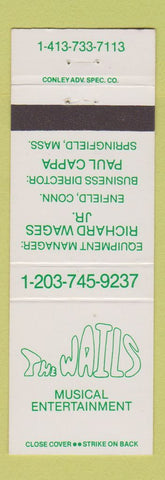 Matchbook Cover - The Wails Enfield CT Springfield MA music