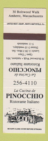 Matchbook Cover - La Cucina de Pinocchio Italian Amherst MA