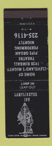 Matchbook Cover - Lamplighter Inn  Cleveland OH 1928 Kimball Pipe Organ