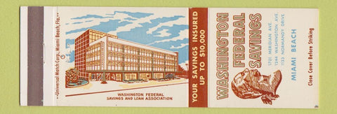 Matchbook Cover - Washington Federal Savings Miami Beach FL