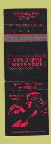 Matchbook Cover - Rudolph's BBQ Akron OH