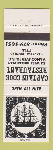 Matchbook Cover - Captain Cook Restaurant Vancouver BC