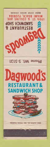 Matchbook Cover - Dagwood's Restaurant Miami Beach FL