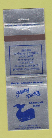 Matchbook Cover - Moby Dick's Seafood Royal Lahaina Kaanapali Maui Hawaii WEAR