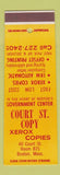 Matchbook Cover - Court St Coply Xerox Copies Boston MA DD Bean SAMPLE MISCUT