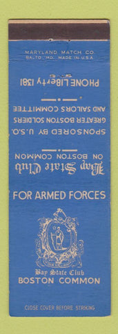 Matchbook Cover - Bay State Club Boston MA military USO