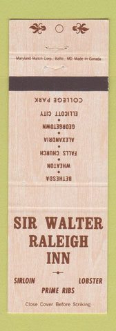 Matchbook Cover - Sir Walter Raleigh Inn Bethesda Wheaton MD Washington DC