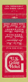 Matchbook Cover - US Grant Hotel San Diego CA WEAR
