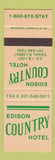 Matchbook Cover - Edison Country Hotel Edison NJ
