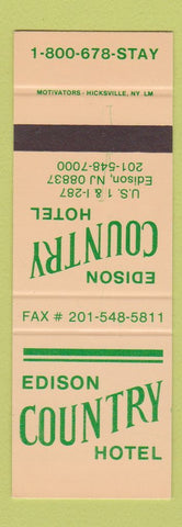 Matchbook Cover - Edison Country Hotel Edison NJ