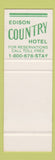 Matchbook Cover - Edison Country Hotel Edison NJ