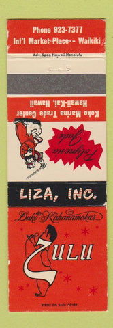 Matchbook Cover - Zulu Liza Polynesian Waikiki Hawaii