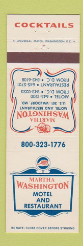 Matchbook Cover - Martha Washington Motel Restaurant Walfdorf MD