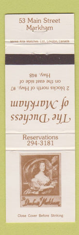 Matchbook Cover - Duchess of Markham ON