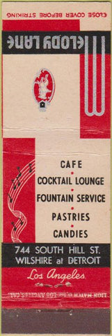 Matchbook Cover - Melody Lane Hollywood CA