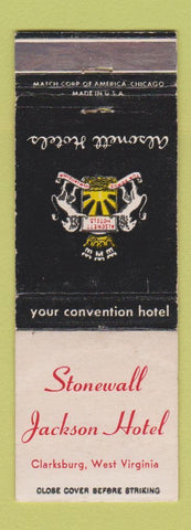 Matchbook Cover - Stonewall Jackson Hotel Clarksburg WV WEAR