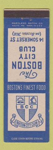 Matchbook Cover - Boston City Club MA