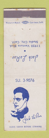 Matchbook Cover - Jack La Rue Studio City CA WHITE WEAR