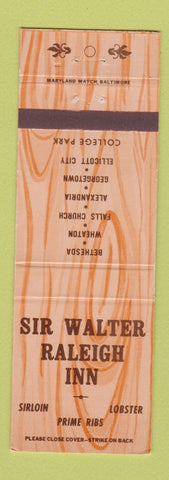 Matchbook Cover - Sir Walter Raleigh Inn Baltimore Hagerstown College Park MD