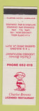 Matchbook Cover - Charlee Browns Restaurant Lower Hutt New Zealand