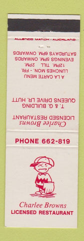 Matchbook Cover - Charlee Browns Restaurant Lower Hutt New Zealand