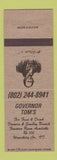 Matchbook Cover - Governor Tom's Restaurant Waterbury VT