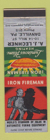 Matchbook Cover - Iron Fireman Heating AJ Lechner Danville PA