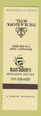 Matchbook Cover - Butch Cassidy's Restaurant Blackhawk Hotel Davenport IA