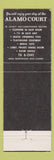 Matchbook Cover - Alamo Court Davy Crockett Western Walnut Ridge AR