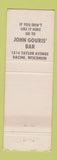 Matchbook Cover - Wimpy's Bar Racine WI