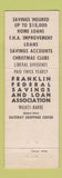 Matchbook Cover - Franklin Federal Savings Loan Wilkes Barre PA WEAR