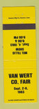 Matchbook Cover - Van Wert County Fair OH 1983