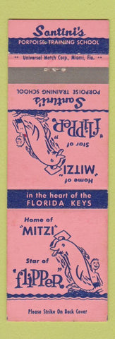 Matchbook Cover - Santini's Dolphin Training Mitzi Flipper TV Marathon FL