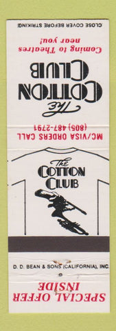 Matchbook Cover - Cotton Club Movie T Shirt Offer DD Bean
