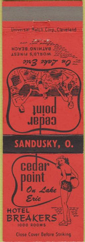 Matchbook Cover - Cedar Point Hotel Breakers Sandusky OH girlie
