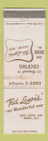Matchbook Cover - Ted Lewis' Restaurant Washington DC WEAR