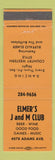 Matchbook Cover - Elmer's J and M Club