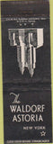 Matchbook Cover - Waldorf Astoria Hotel New York City