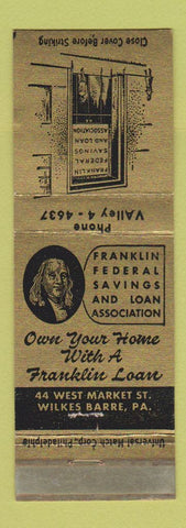 Matchbook Cover - Franklin Federal Savings Loan Wilkes Barre PA WEAR