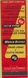 Matchbook Cover - World Bestos Brake Lining New Castle IN 1952
