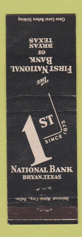 Matchbook Cover - First National Bank Bryan TX BLACK