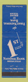 Matchbook Cover - First National Bank Bryan TX BLUE