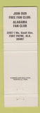 Matchbook Cover - Alabama Fan Club Fort Payne AL Country Music