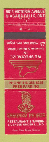 Matchbook Cover - Caesar's Palace Restaurant Tavern Niagara Falls ON